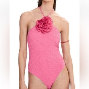 Mango Pink Textured One Piece Swimsuit